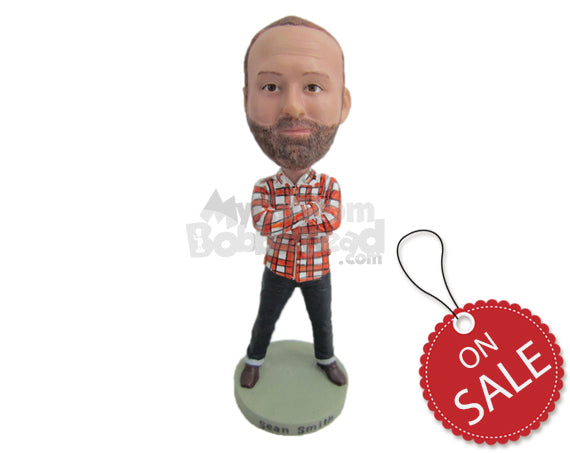 Custom Bobblehead Handsome Dude In Power Position With Trendy Shirt - Leisure & Casual Casual Males Personalized Bobblehead & Cake Topper Custom Bobblehead Handsome Dude In Power Position With Trendy Shirt - Leisure & Casual Casual Males Personalized Bobblehead & Cake Topper